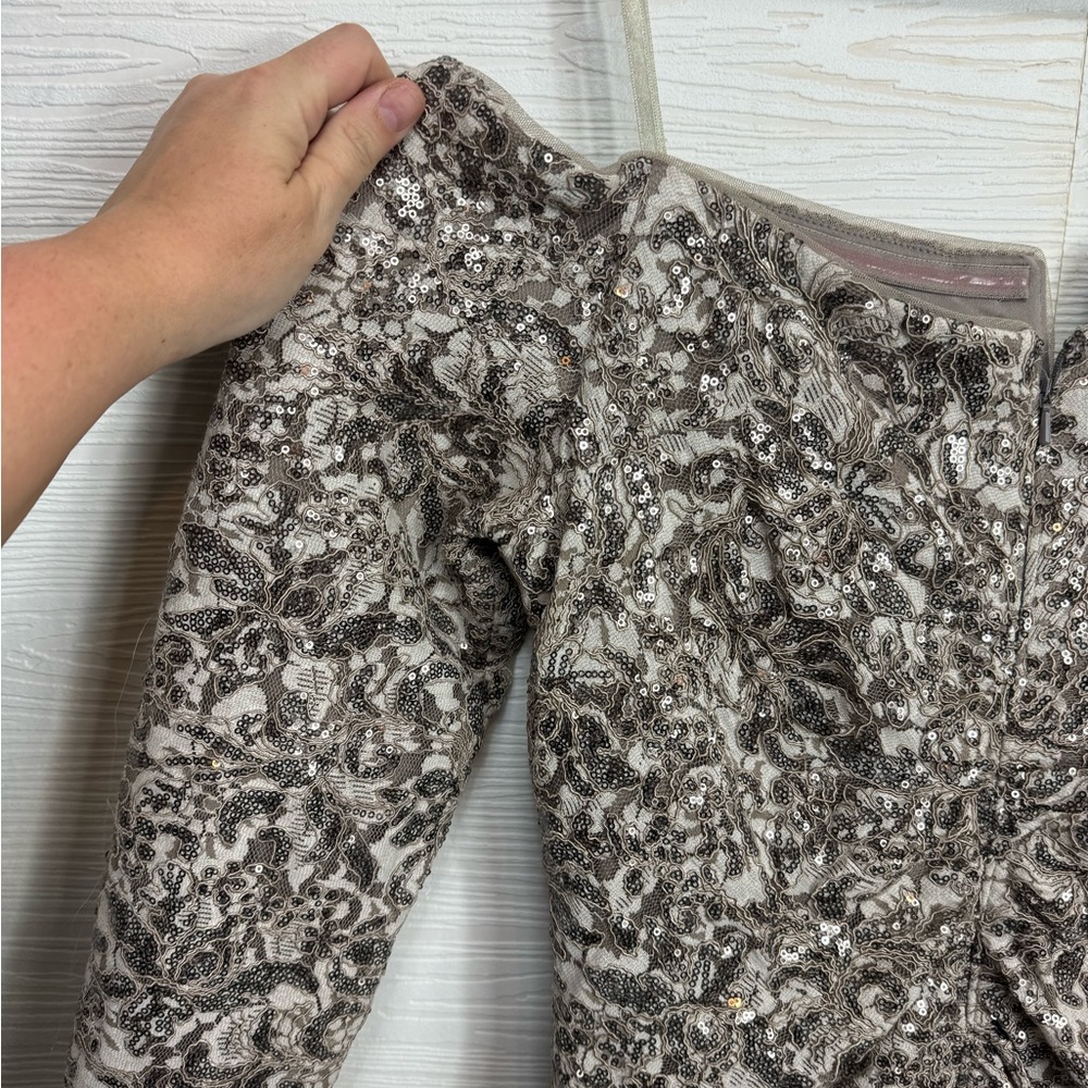 Xscape sequined off shoulder Dress 16P - Picture 11 of 16